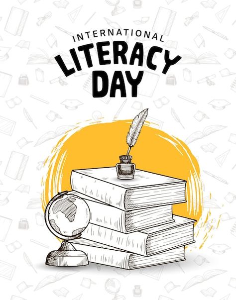 Language Day Poster, International Literacy Day, Literacy Day, Feather Pen, Video New, Pen Ink, Super Mario, Premium Vector, Pen And Ink