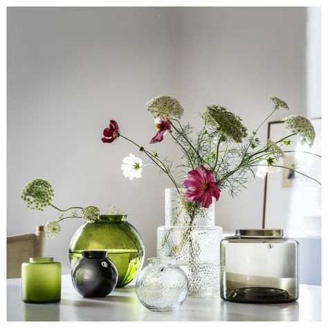 High/Low: Black Glass Vases from Two Swedish Sources - Remodelista Konstfull Vase, Ikea Vases, Ikea Uk, Ilse Crawford, Ikea Ireland, God Mat, Black Vase, Small Bouquet, Green Vase