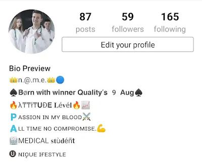 Medical Bio For Instagram, Instagram Bio Ideas For Medical Student, Medical Student Bio Instagram, Doctor Bio For Instagram, Attractive Instagram Bio, Bio For Girls, Bio For Boys, Facebook Bio, Doctor Names