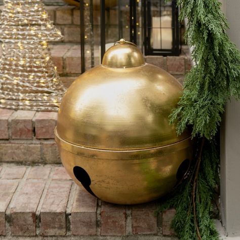 Gold Christmas Lights, Bell Design, Tabletop Display, Metal Ball, Christmas Display, Table Top Display, Seasonal Gifts, Gold Christmas, Christmas Bells