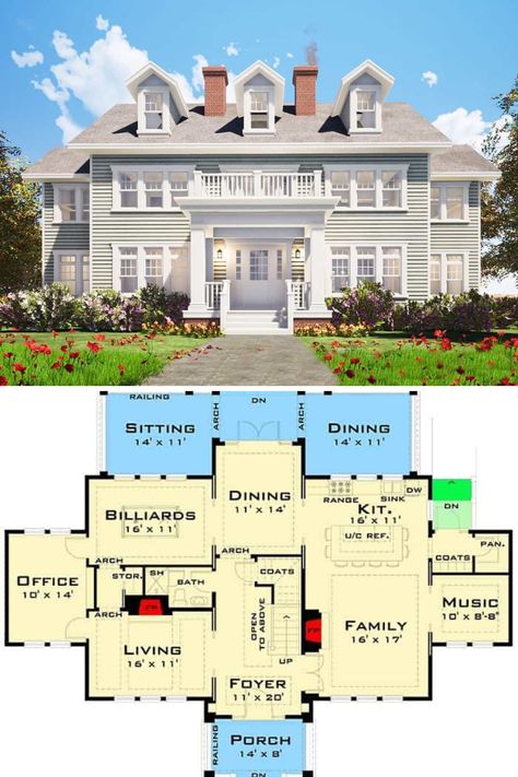 4 Bedroom House Plans Traditional, Colonial House Interior Floor Plans, House With Views Floor Plans, Floor Plans Colonial, Colonial House Blueprints, House Design French Country, Large Colonial House Plans, Floor Plans Large House, Family Estate Floor Plan