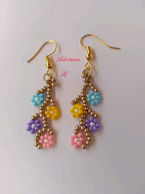 Seed Bead Tutorials, Anting Manik, Bead Tutorials, Beaded Earrings Tutorials, Beaded Earrings Diy, Beading Jewelery, Beaded Jewelry Tutorials, Bead Ideas, Handmade Jewelry Tutorials