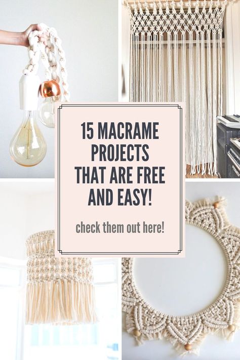 Check out this list of free macrame projects that you can easily DIY to update your space or for some great gift ideas. We've got links to the tutorials that will give you complete supply lists, along with photos and tutorials on how to make these projects. From beginner to advanced we're sharing something for everyone. WildflowersAndWanderlust.com Macrame Tutorial Beginner, Macrame Projects Ideas, Diy Macrame Plant Hanger Tutorials, Macrame Plant Hanger Tutorial, Free Macrame Patterns, Macrame Knots Tutorial, Macrame Supplies, Macrame Knots Pattern, Diy Macrame Plant Hanger