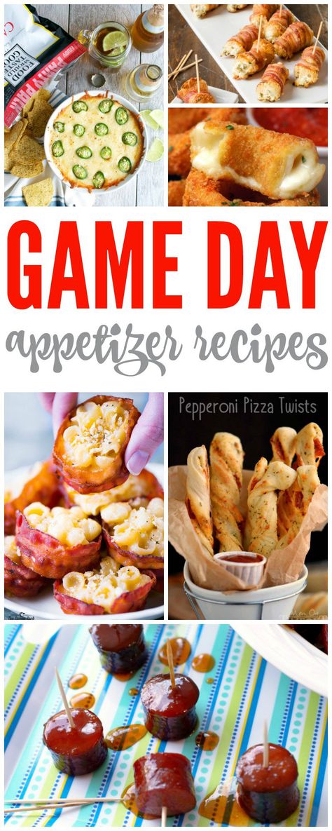 Game Day Appetizer Recipes! Football Tailgating Party Ideas for tailgates or at home! Appetizer Recipes Football, Tailgating Party Ideas, Football Snack Food, Football Party Foods, Healthy Superbowl Snacks, Football Snacks, Game Day Appetizers, Football Party Food, Delicious Appetizer Recipes