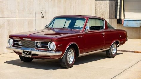 Auction ending soon! This 1965 Plymouth Barracuda fastback is powered by an upgraded 360cid V8 backed by a TorqueFlite three-speed automatic transmission. Auction ends Tuesday, November 14th! https://autohunter.com/Listing/Details/45862695/360POWERED-1965-PLYMOUTH-BARRACUDA?utm_source=pinterest&utm_medium=Later&utm_campaign=Live-45862695 1965 Plymouth Barracuda, Vinyl Interior, Plymouth Barracuda, Garnet Red, Awesome Cars, Bucket Seats, Wheels And Tires, Center Console, Black Vinyl