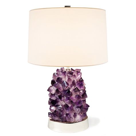 Veronica Table Lamp Amethyst Pastel Purple Bedroom, Purple Lamps, Purple Bedside Lamps, Purple Bedside Lamp, Amethyst Lamp, Amethyst Candle Holder, Purple Bedroom, Bamboo Lamp, Crystal Table Lamps