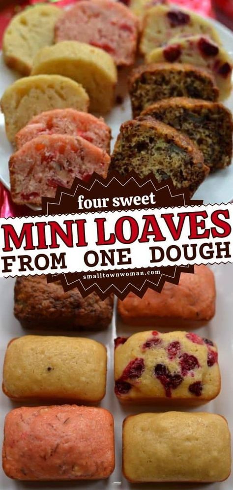 Quick Dough, Mini Bread Loaves, Dessert Loaf, Loaf Bread Recipe, Mini Loaf Cakes, Mini Loaves, Mini Breakfast, Holiday Bread, Christmas Bread