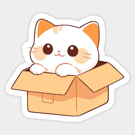 Cute Cat In A Box Sticker Sticker #sticker Stickers #stickers freesticker #freesticker freestickers #freestickers free download sticker #freedownloadsticker 7.30 Cute Sticker Pictures, Cute Preppy Stickers, Drawing For Stickers, Cute Sticker Ideas To Draw, Journal Stickers Ideas, Sticker Ideas Cute, Cat Cute Sticker, Cat Balaclava, Cute Water Bottle Stickers