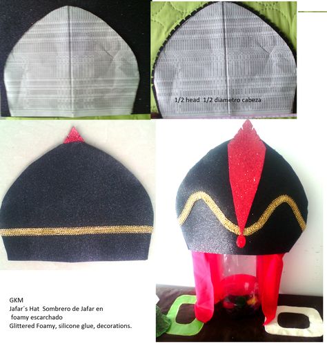 DIY Project Jafars hat                                                                                                                                                                                 More Jafar Costume, Family Costumes Diy, Aladdin Musical, Villains Party, Ursula Costume, Aladdin Party, Aladdin Costume, Book Character Costumes, Costumes Diy