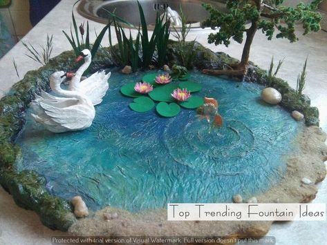 Resin Pond Diy, Apartment Decorating Wall, Clay Pond, Wall Plants Indoor, Wooden Floating Shelf, Floating Shelf Wall, Wall Plants, Gifts For Plant Lovers, Rock Fountain