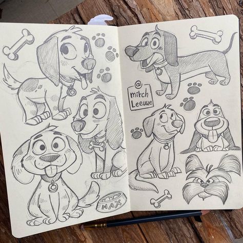 Mitch Leeuwe, Draw Dogs, Doodle A Day, How To Draw Animals, Cartoon Drawings Sketches, Art Du Croquis, Doodle A, Cartoon Art Drawing, Draw Animals