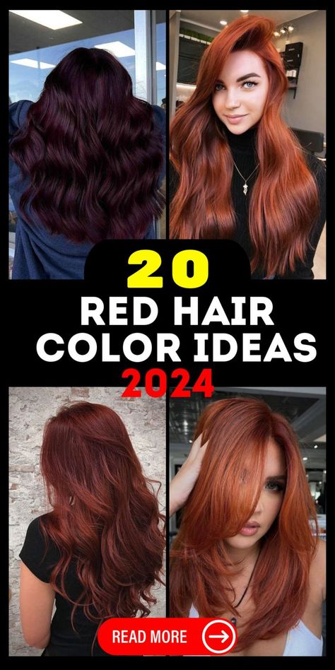 Explore the Best Red Hair Color Ideas for 2024: Shades & Styles Wine Highlights, Hair Color 2024, Spring Hair Color Trends, Red Hair Trends, Red Copper Hair Color, Copper Red Hair, Shades Of Red Hair, Red Blonde Hair, Different Shades Of Red