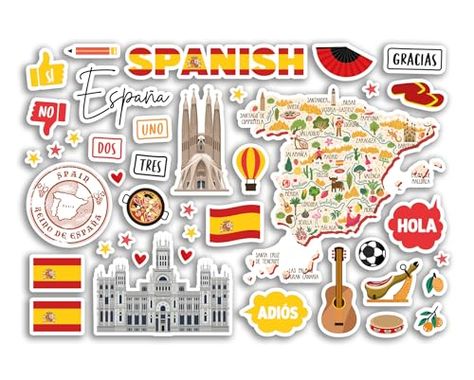 Spain Stickers, Spanish Stickers, Holiday Scrapbook, Study Flashcards, Scrapbook Printing, Photo Album Scrapbooking, Student Project, Cool Stickers, Album Photo