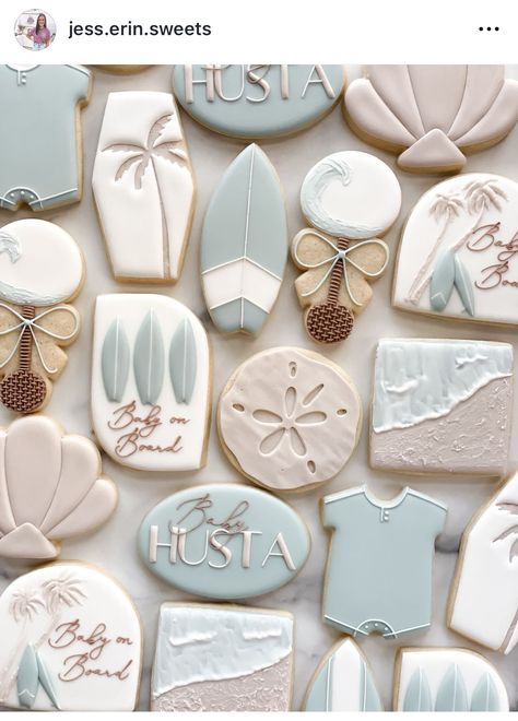 Beach Cookies, Wave Beach, Ocean Sand, Fall Party, Sand Dollar, Beach Themed, Beach Themes, Cookie Decorating, Sugar Cookies