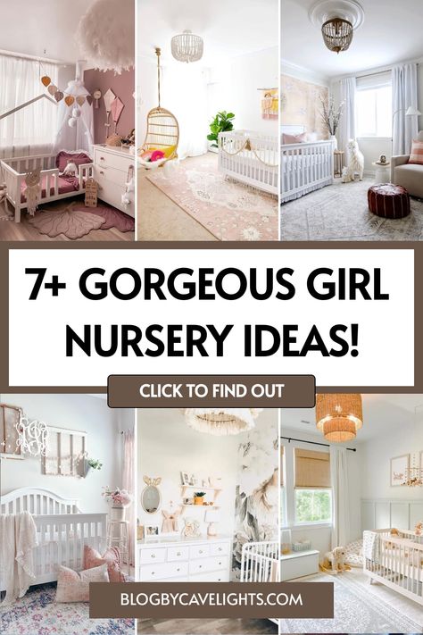 7 girl nursery ideas Girl Nursery Ideas Themes, Baby Girl Room Decorating Ideas, Baby Girl Nursery Theme, Nursery Ideas For Girls, Baby Girl Nursery Room Ideas, Nursery Ideas Girl, Girl Nursery Colors, Nursery Room Ideas