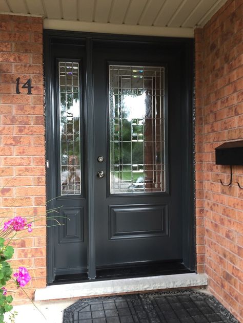 Front Doors Uk, Black Exterior Doors, Victorian Front Doors, Small House Exteriors, Modern Bungalow Exterior, House Main Door, House Main Door Design, Front Door Makeover, Exterior Doors With Glass