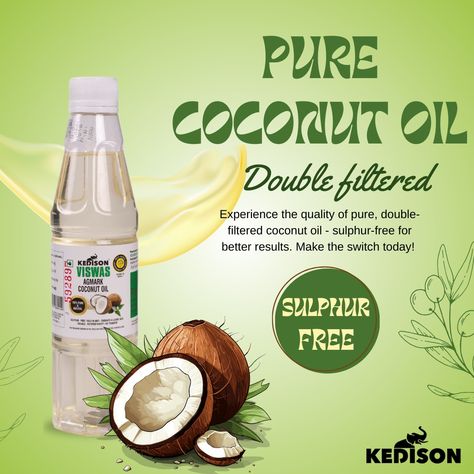 Did you know? Choosing high-quality coconut oil can enhance your results! Always opt for the best to reap maximum benefits. #CoconutOil #HealthyChoices #NaturalRemedy #SkincareSecrets #WellnessJourney #kedison #communitylove #community #communitysupport [coconut oil, pure coconut oil from kerala, sulphur free coocnut oil, AGMARK certified, certifications] Pure Coconut Oil, Oil Benefits, Healthy Choices, Kerala, Natural Remedies, Coconut Oil, Did You Know, Coconut, Benefits