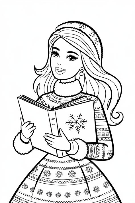 christmas coloring pages Vintage Barbie Coloring Pages, Barbie Colouring Pages, Barbie Coloring Sheets, Barbie Coloring Pages Free Printable, Barbie Rapunzel, Disney Coloring Sheets, Christmas Colouring Pages, Christmas Coloring Page, Printable Things