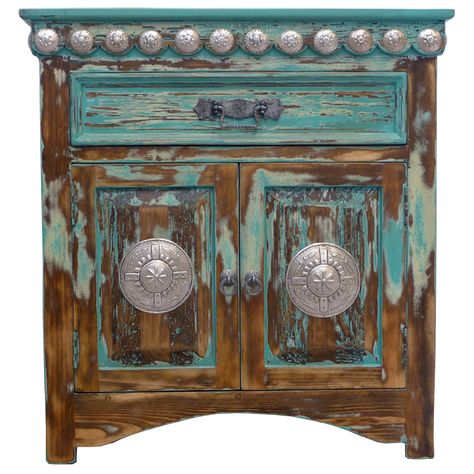 Jorge kurczyn - End Tables etbl29b Old Hickory Furniture, Southwestern Furniture, Turquoise Furniture, Rustic Nightstand, Western Furniture, Southwest Decor, Southwestern Decorating, Lodge Decor, Western Home Decor