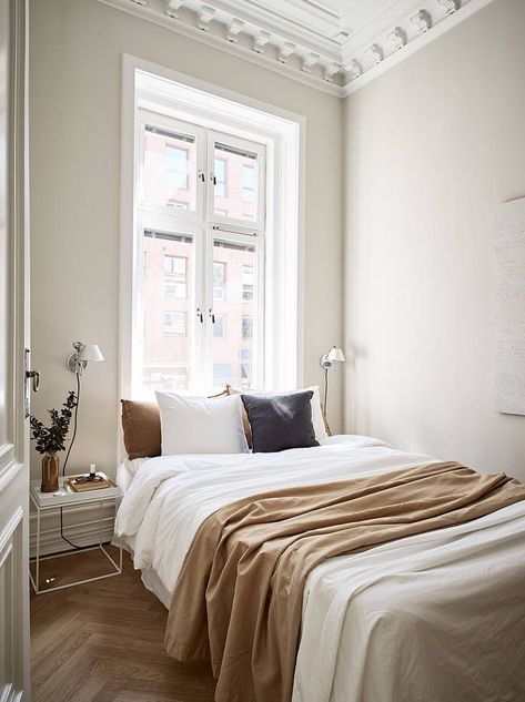 Small Apartment Bedrooms, Beige Bedroom, Scandinavian Bedroom, Beige Walls, Scandinavian Home, Modern Bed, Minimalist Bedroom, Cheap Home Decor, My New Room