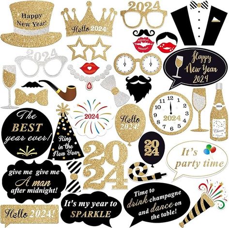 New Years Photo Booth, New Years Eve Photo Booth, New Year Props, New Years Photo, Iphone Background Inspiration, Nye Decorations, New Year Backdrop, Happy New Year Photo, Happy New Year Banner