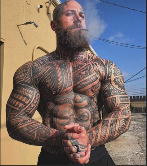 Shaved Head And Beard, Best Trimmer For Men, Lumberjack Men, Long Hair And Beard, Bald Head With Beard, Tatted Guys, Shaved Head With Beard, Beard Grooming Kit, Men With Long Hair