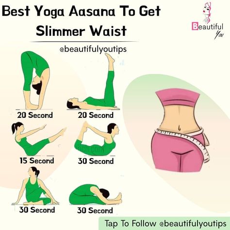 Here are 6 best  yoga aasana to have a slim curved shaped waist  Follow @beautifulyoutips for more Slimmer Waist, Yoga Breathing, Yoga Moves, Cool Yoga Poses, Easy Yoga Workouts, An Exercise, Easy Yoga, Yoga Poses For Beginners, Yoga Is