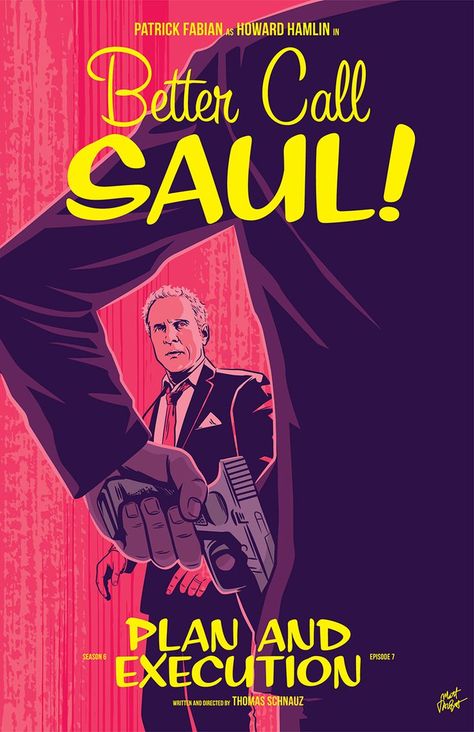 an illustration of Howard Hamlin looking at a mysterious foreground figure pulling a gun from his pocket Better Call Saul Season 6, Breaking Bad Saul, Breaking Bad Poster, Mike Ehrmantraut, Better Call Saul Breaking Bad, Saul Goodman, Mad Max Fury, Mad Max Fury Road, Call Saul