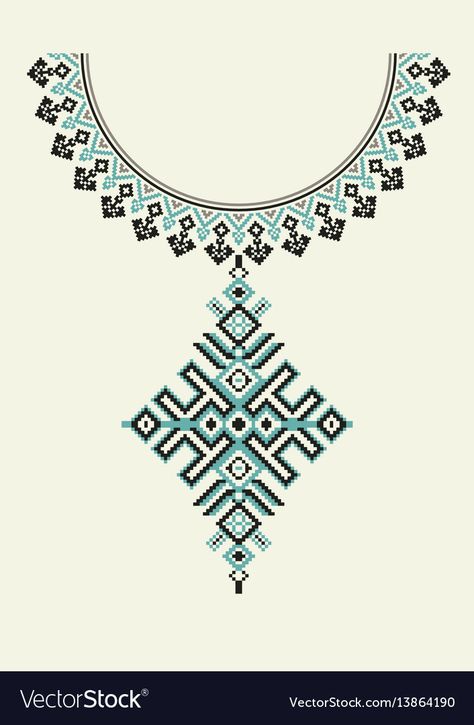 Berber Embroidery, Necklace Embroidery, Jewellery Making Tools, Kutch Work Designs, Cross Stitch Geometric, Kutch Work, Geometric Embroidery, Embroidery Neck Designs, Handwork Embroidery Design