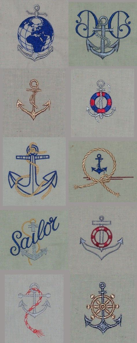 Anchors Away Embroidery Machine Design Details Penguin Dance, Abstract Doodles, Friendship Quilt, Sweet Embroidery, Nautical Embroidery, Brother Embroidery Machine, Anchor Embroidery, Brother Embroidery, Embroidered Apron