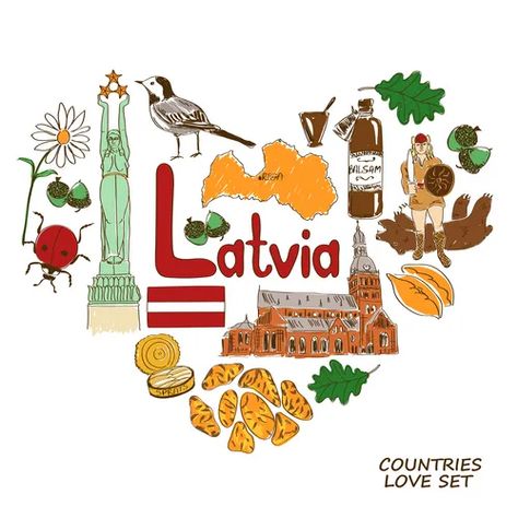 Lovely latvia map collage of hearts Royalty Free Vector Latvian Symbols, Map Collage, Travel Background, Travel Crafts, Travel Party, Riga, Free Vector Art, Latvia, Preschool Crafts