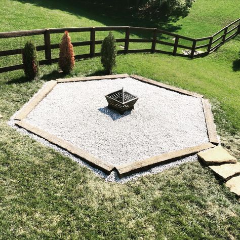 Fire Pit Railroad Ties, Railroad Ties Fire Pit, Fire Pit With Railroad Ties, Railroad Tie Fire Pit Area, Railroad Ties Landscaping Fire Pits, Fire Pit With Sand, Railroad Ties Fire Pit Area, Rectangular Fire Pit Ideas Backyard, Octagon Fire Pit