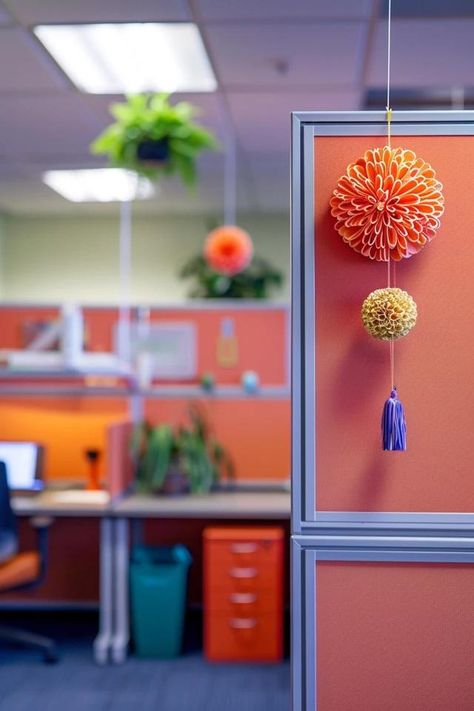 How To Hang Things On Cubicle Walls Without Damage Cubicle Cover To Block Light, Cubicle Gallery Wall, How To Cover Cubicle Walls With Fabric, Decorate My Cubicle At Work, Cubicles Ideas Office, Cubicle Design Ideas, Diy Cubicle Shelf, Cubicle Essentials, Cube Decorating Ideas Cubicles