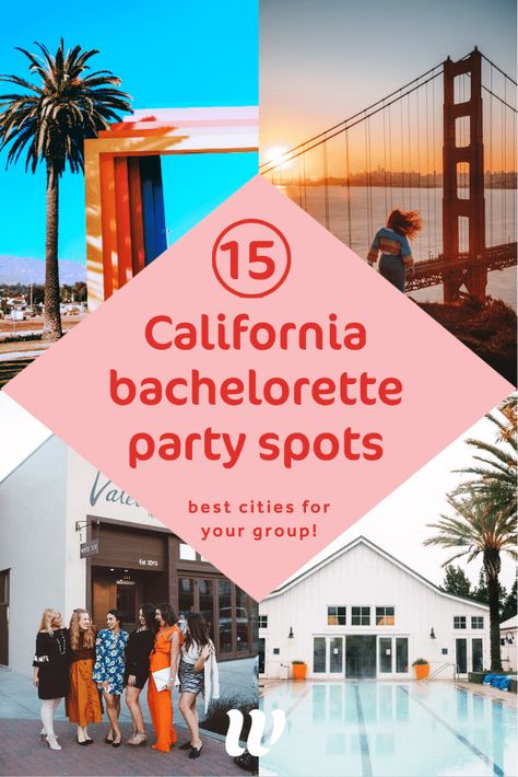 The ultimate guide to planning a California bachelorette party including top party destinations like Palm Springs, La Jolla-San Diego, Napa Valley and more hidden gems. Whether you and your gals are looking to party the night away in San Francisco, get lost in the Redwoods of Mendocino saddle up for a true dude ranch experience in Northern California, get all the insider tips for a California Bachelorette party here! Pismo Beach Bachelorette Party, So Cal Bachelorette Party, Sacramento Bachelorette Party, Santa Cruz Bachelorette Party, Bachelorette Party San Diego, West Coast Bachelorette Party, Santa Monica Bachelorette Party, Cali Bachelorette Party, San Luis Obispo Bachelorette Party