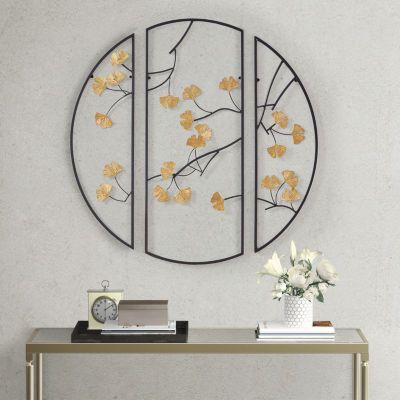 Buy Madison Park Golden Gingko Leaves 3-pc. Floral Wall Sculpture at JCPenney.com today and Get Your Penney's Worth. Free shipping available Floral Metal Wall Art, Rustic Wall Clocks, Perfect Gallery Wall, Gingko Leaves, Living Wall Decor, Metal Wall Sculpture, Leaf Wall Art, Large Wall Decor, Metal Wall Art Decor