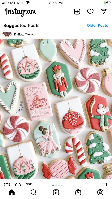 Easiest Cookie Recipe, Fairy Cookies, Sugar Plum Fairy Christmas, Christmas Sugar Cookies Decorated, New Years Cookies, Cute Christmas Cookies, Royal Iced Cookies, Candy Cane Cookies, Iced Sugar Cookies