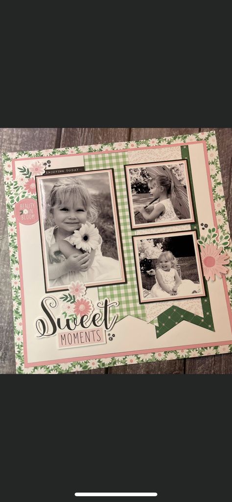 Silhouette Scrapbooking Ideas, 3 Pic Scrapbook Layout, 3 Picture Layout Scrapbook, Scrapbooking Page Ideas Layout, 1st Birthday Scrapbook Pages, Kid Scrapbook Ideas, 12x12 Scrapbook Layouts Ideas Simple, Baby Shower Scrapbook Layouts, Stampin Up Scrapbooking Layouts Ideas