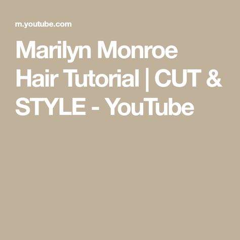 Marilyn Monroe Hair Tutorial | CUT & STYLE - YouTube Marilyn Monroe Hair Tutorial, Marilyn Monroe Hair, Vintage Glam, Marilyn Monroe, Cut And Style, Hair Tutorial, At Home, Hair Styles, Hair