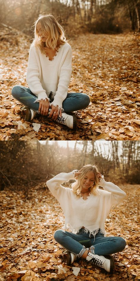 November Photo Shoot Outfits, Senior Picture Outfit Ideas For Fall, Cute Fall Pic Ideas, Single Fall Photoshoot Ideas, Cute Fall Senior Pictures, Single Fall Photoshoot, Photo Shoot Ideas Senior Pics, Cute Fall Senior Picture Outfits, Senior Pictures In Fall