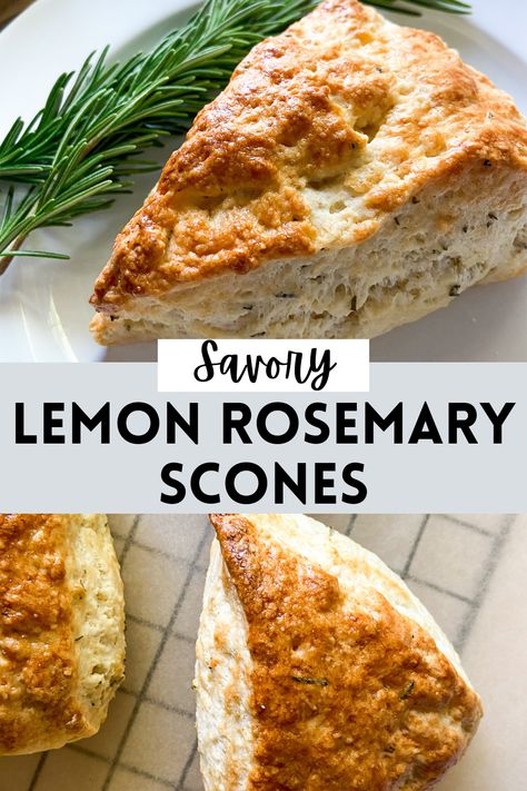 These Savory Lemon Rosemary Scones are fragrant from the use of fresh rosemary and lemon. They have a tender crumb and delicious buttery flavor. Serve as a side to a meal or as a satisfying snack alongside tea or coffee. Lemon Rosemary Scones, Rosemary Scones, Breakfast Favorites, Scone Recipes, Lemon Cheese, Lemon Scones, Homemade Scones, Cheese Scones, Savory Scones