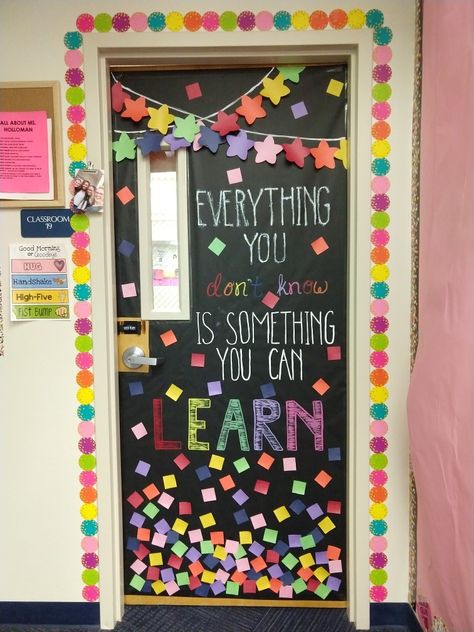 Neon Classroom Door Ideas, Preschool Door Decorations Welcome, Preschool Door Decorations, Special Education Classroom Organization, Back To School Door, Middle School Bulletin Boards, Teacher Door Decorations, Preschool Door, Room Parent