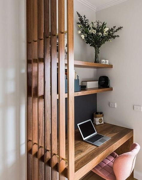 Floating Shelving, Living Room Workspace, Office Ideas For Women, Home Office Ideas For Women, Home Office Layout, Home Office Inspiration, Small Home Offices, Bench Ideas, Home Office Ideas