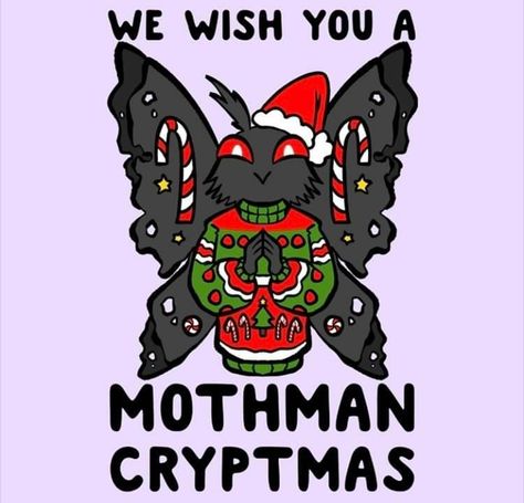 Cute Mothman, Cryptid Core, Scary Christmas, Creepy Christmas, Christmas Cute, Goth Art, Ghost Hunting, Spooky Scary, Wallpaper Images