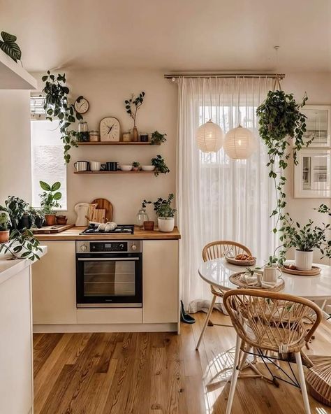 Dinning Room Design, Kitchen Decor Apartment, Bohemian House, Dream House Rooms, Tiny Living, Open Plan Kitchen, Small House Design, House Rooms, Home Deco