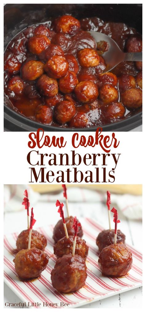 Cranberry Meatballs, Slow Cooker Appetizers, Delicious Holiday Desserts, Crockpot Appetizers, Holiday Appetizers Recipes, Appetizer Meatballs, Slow Cooker Meatballs, Easy Holiday Recipes, Quick Weeknight Meals