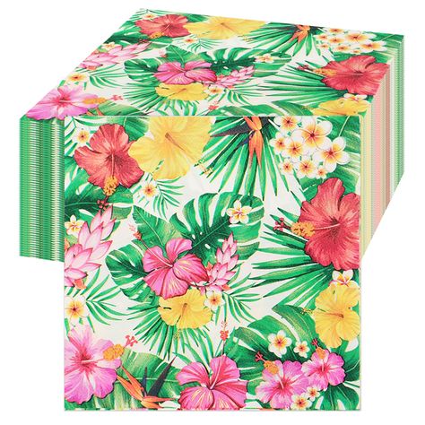 PRICES MAY VARY. What You Get: The 60 pieces happy birthday tropical theme napkins, each napkin measures 6.5 x 6.5 inches when folded and 13 x 13 inches when unfolded. Bring a happy atmosphere to your birthday party, can be used as a disposable napkin as well as decoration. Unique Designs: The napkins are printed with tropical theme pattern. The cute napkins will make your party more attractive and fun, and leave a deep impression to your guests. Reliable Quality: Tropical birthday napkins are m Tropical Napkins, Tropical Theme Party, Hawaiian Birthday Party, Hawaiian Birthday, Tropical Birthday, Birthday Napkins, Fabric Napkin, Tropical Theme, Outdoor Party