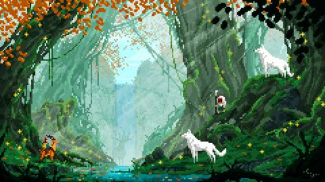 Pixel Forest, Lake Background, Background Gif, Art Environment, Pixel Art Landscape, Anime I, Pixel Art Background, Pixel Animation, Arte 8 Bits