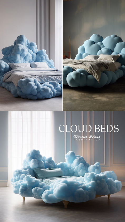 Imagine sinking into a bed that feels as fluffy and soft as a cloud. It’s a dream come true for many restless sleepers, and that’s where the cloud-shaped bed comes in. This whimsical and innovative furniture piece is gaining popularity for more than just its unique design. In this blog post, we’ll explore the top six reasons why owning a cloud-shaped bed can transform your sleep experience and add a touch of enchantment to your bedroom. Soft Aesthetic Decor, Soft Bed Headboard, Unusual Beds Unique, Cloud Interior Design, Unusual Bedroom Ideas, Weird Shaped Bedroom, Cloud Bedroom Ideas, Cloud Bed Aesthetic, Cloud Lights Bedroom