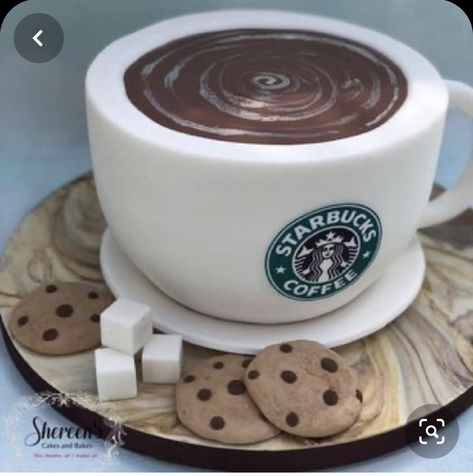 Cake Chocolate Chip Cookies, Coffee Cup Cake, Starbucks Cupcakes, Starbucks Birthday Party, Coffe Mug Cake, Starbucks Cake Pops, Starbucks Party, Starbucks Cake, Starbucks Birthday