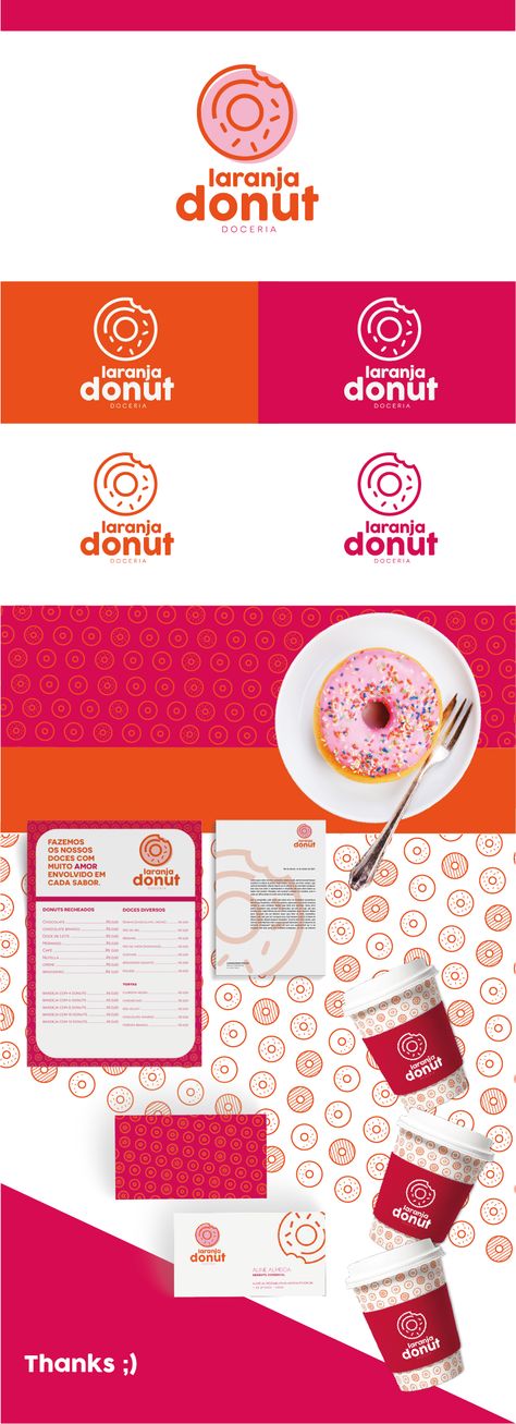 Donut Package Design, Donut Logo Design Branding, Donut Logo Design Ideas, Logo Donat, Donuts Logo Design, Donut Branding, Doughnut Logo, Diner Branding, Donuts Logo